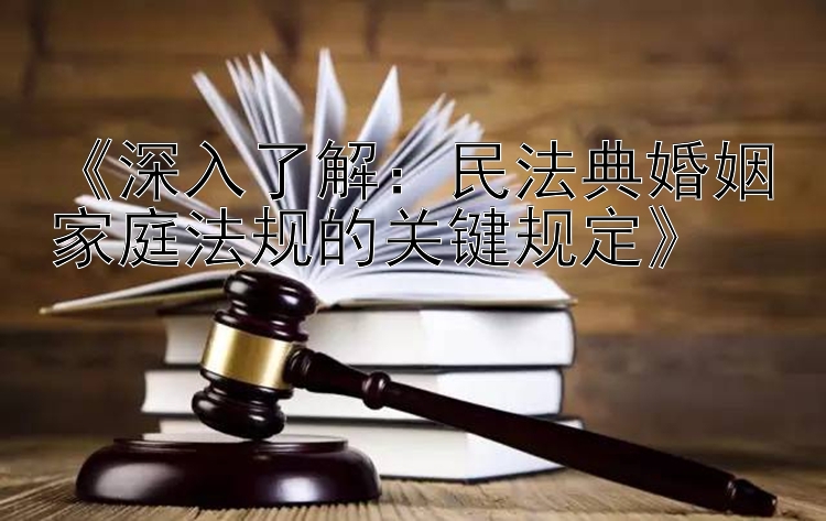 《深入了解：民法典婚姻家庭法规的关键规定》