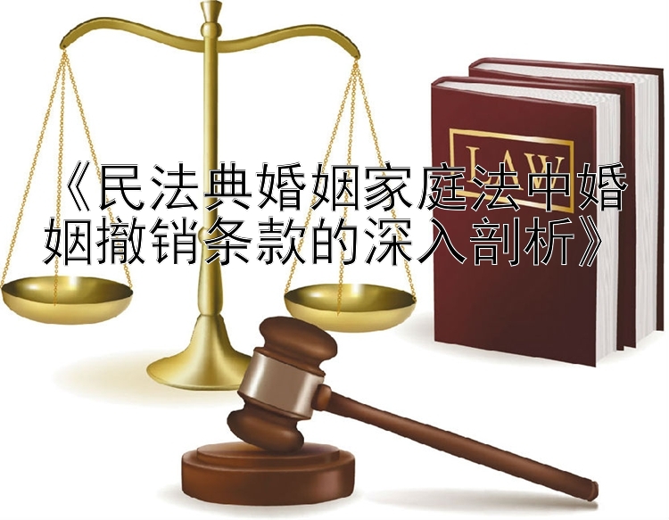 《民法典婚姻家庭法中婚姻撤销条款的深入剖析》