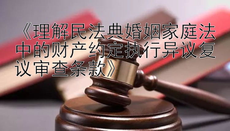 《理解民法典婚姻家庭法中的财产约定执行异议复议审查条款》