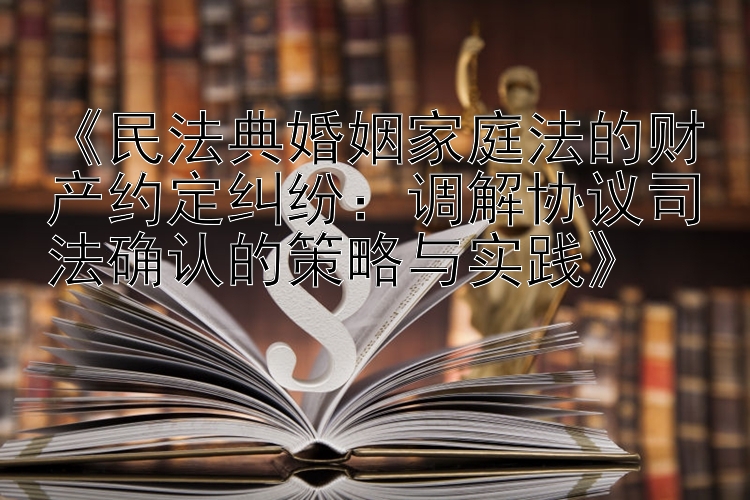 《民法典婚姻家庭法的财产约定纠纷：调解协议司法确认的策略与实践》