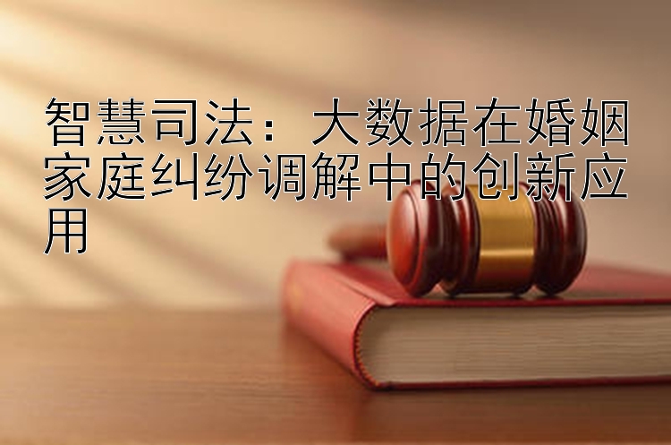 智慧司法：大数据在婚姻家庭纠纷调解中的创新应用